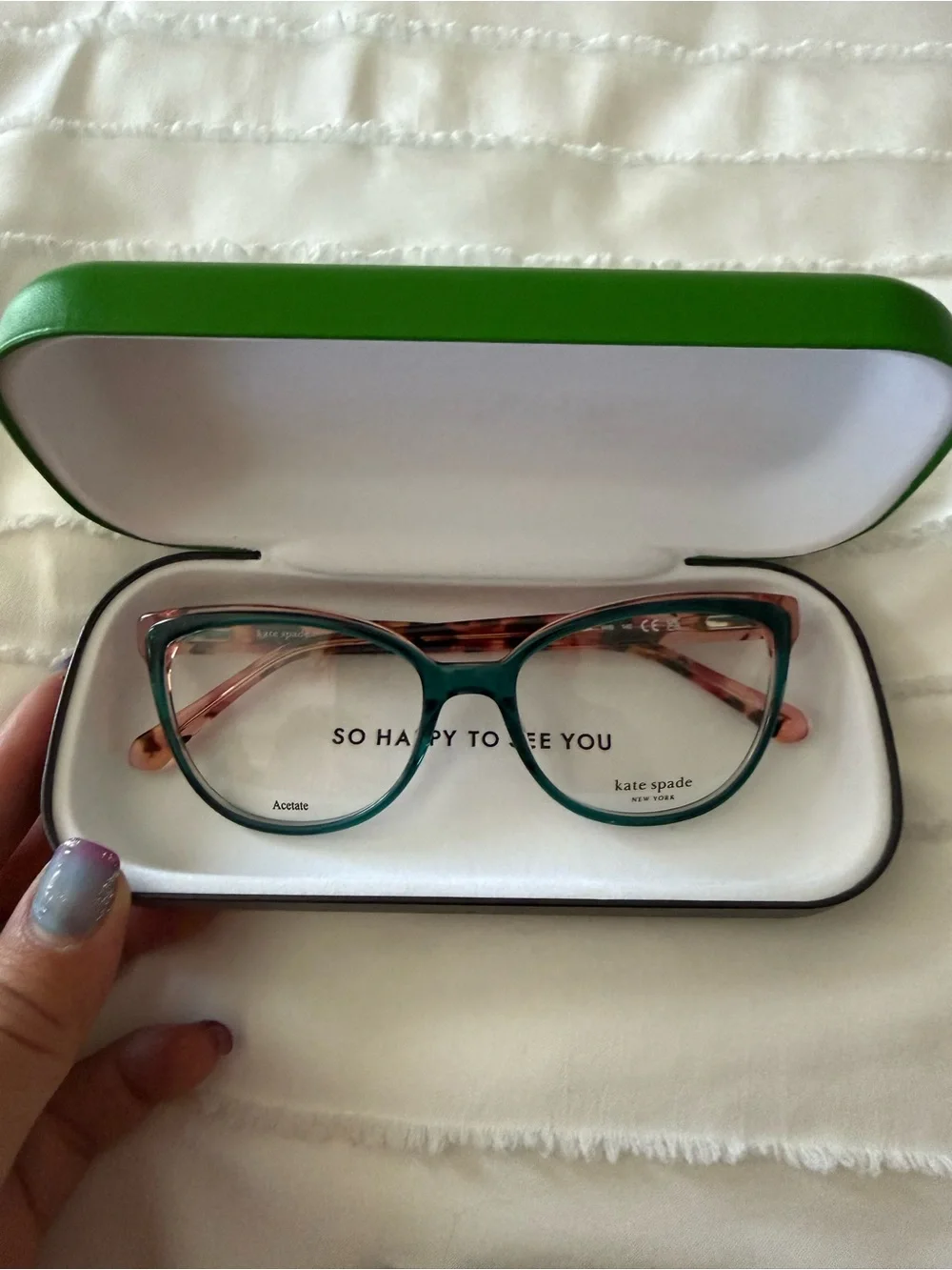 kate spade Teal and Pink Cat-Eye Women's Glasses
